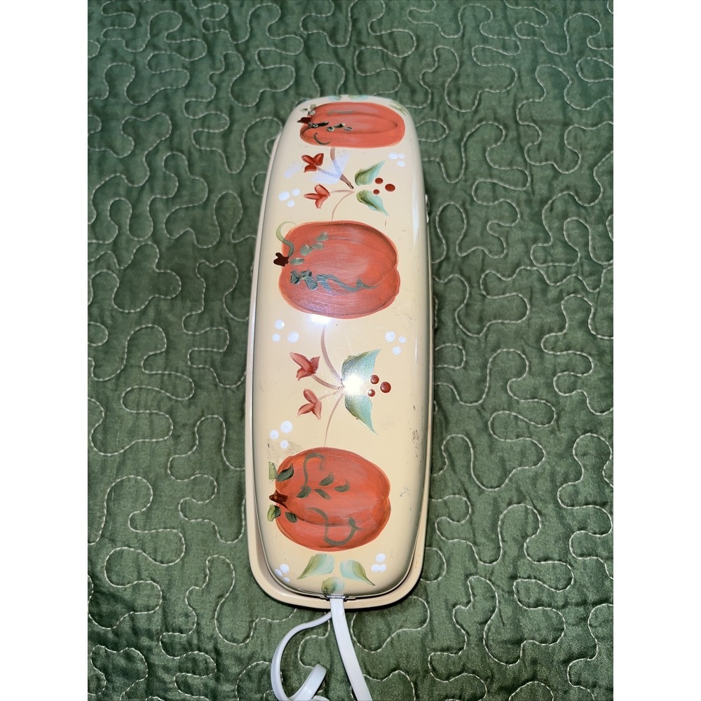 AT&T Touchtone 210 Trimline Wall Desk Phone  90's Beige Push Button Handpainted